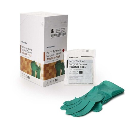 Mckesson Disposable Gloves, 7.9 mil Palm, Polychloroprene, Powder-Free, 8.5, 400 PK, Green 20-2585N